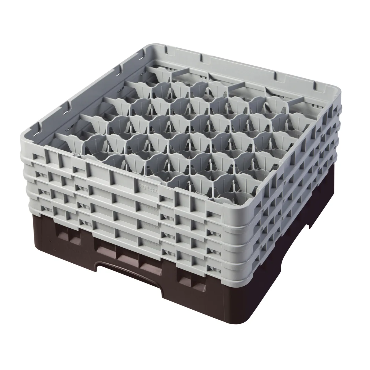 Cambro 30S800167 Camrack Glass Rack, Full Size, Brown, 19-3/4 x 19-3/4, 30 Compartments