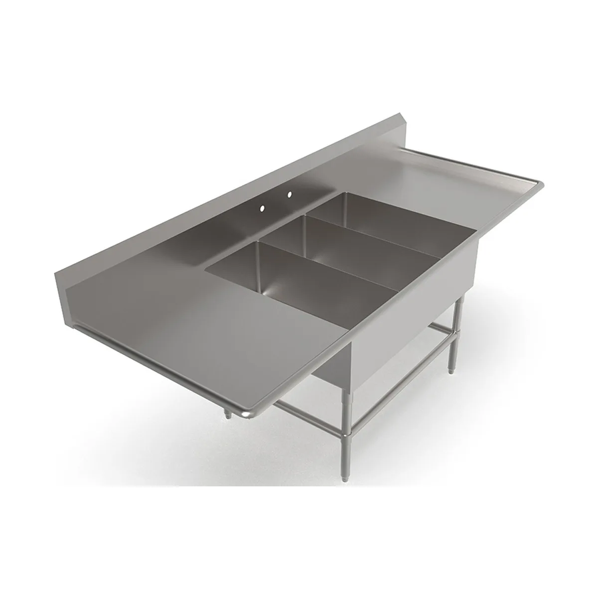 John Boos 3PB1431-2D30 105" Three Compartment Sink, 14"W x 31"L Bowl With 2 Drainboards