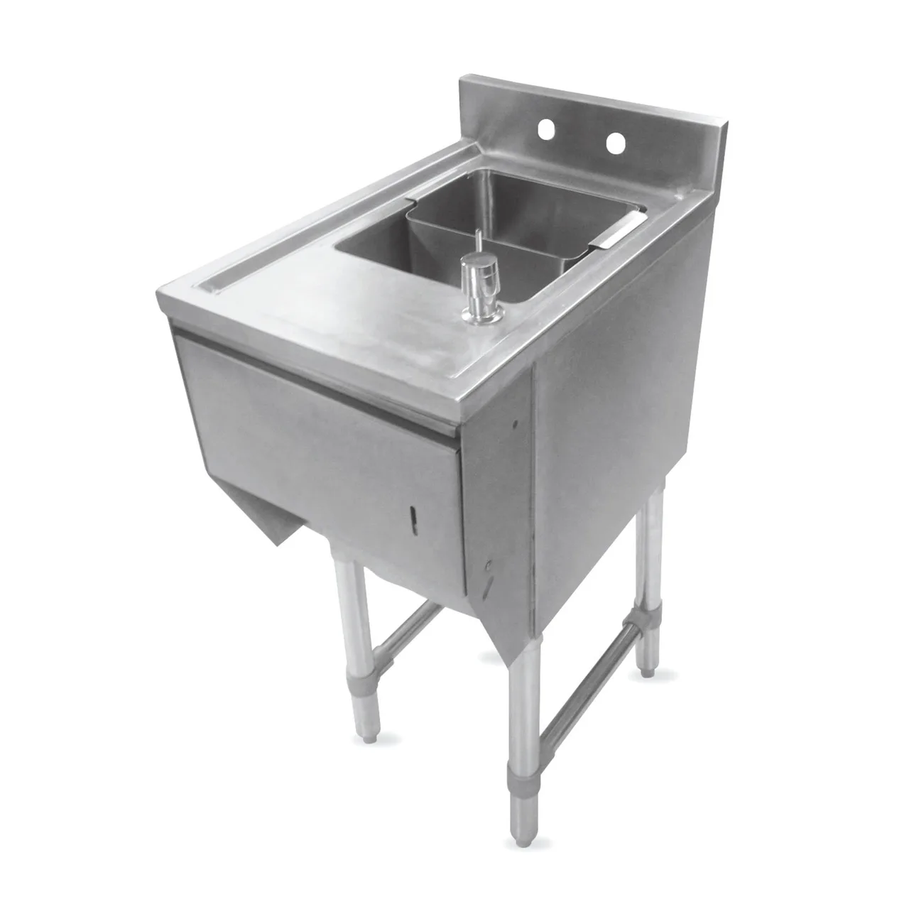 John Boos UBHS-1812 12" Underbar Sink Units, 1 Compartment with Soap & Towel Dispenser