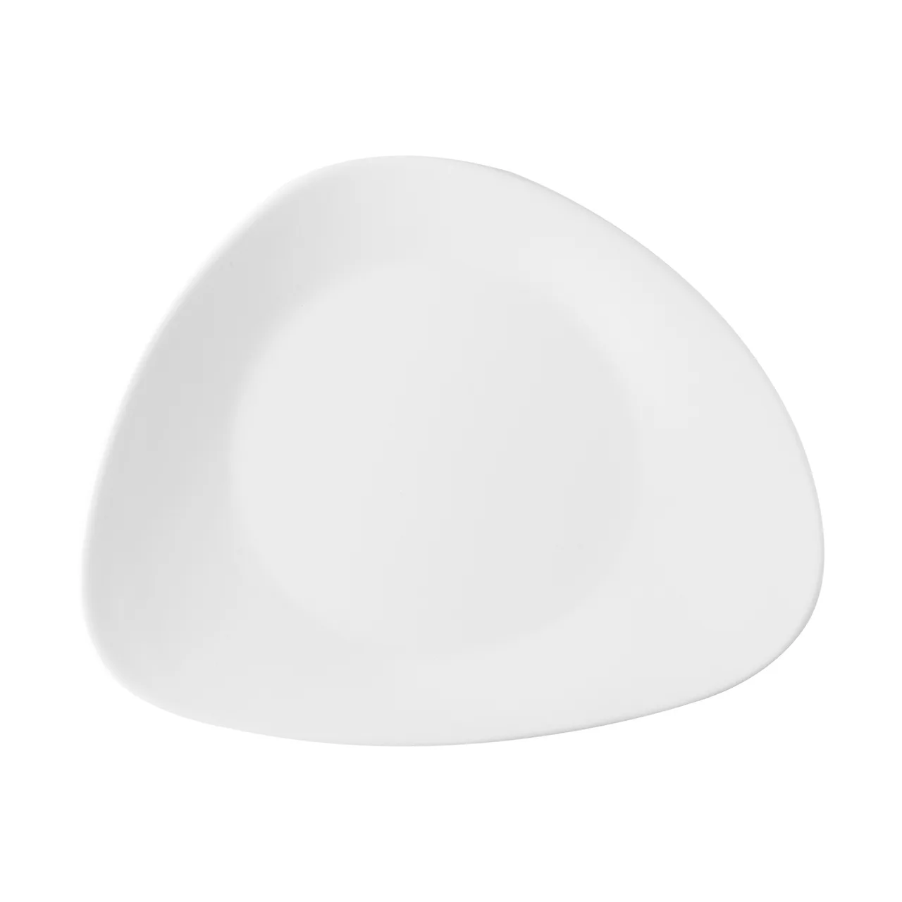 CAC China XKDA-R16T-W Korda Plate – 10-3/8" × 8-3/8" × 1" Triangular Matte White, Wide Rim 1 Dozen