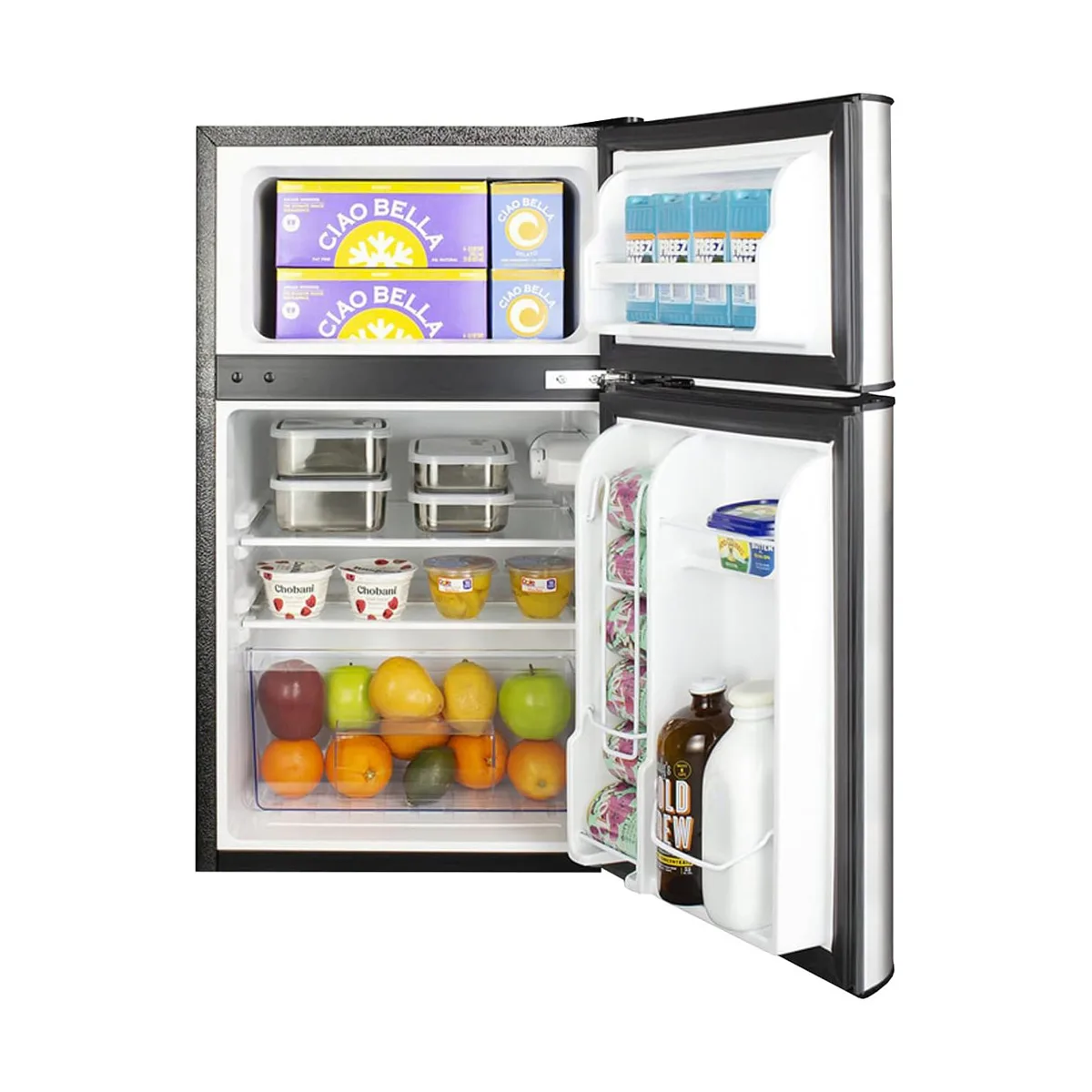 Summit CP34BSS 19" Compact Refrigerator Freezer in Black, Stainless Steel Doors, Can Storage, 3.2 cu. ft.
