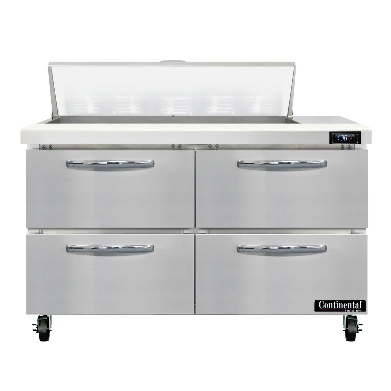 Continental Refrigerator SW48N10-D 48" Sandwich / Salad Prep Table w/ 4 Drawers, 10 Pans