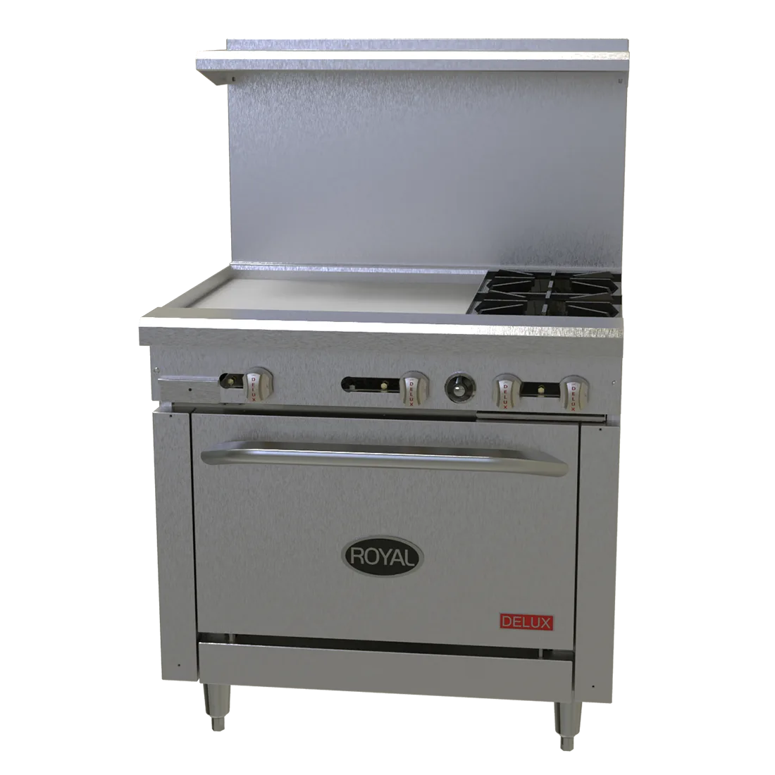 Royal Range of California RDR-G36-C 36" Gas Restaurant Range w/ 36" Full Griddle, (1) Convection Oven, 90.000 BTU