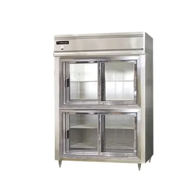 Continental Refrigerator D2RESNSSSGDHD 57" 2-Section Reach-In Refrigerator w/ 4 Sliding Half Glass Doors, All Stainless Steel, 40 cu. ft.