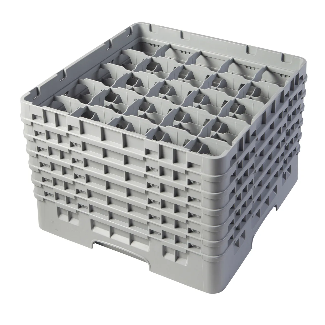 Cambro 25S1114151 Camrack Glass Rack, Soft Gray, Full Size, 19-3/4" x 19-3/4", 25 Compartments, 3-7/16" Max Dia, 11-3/4" Max Height