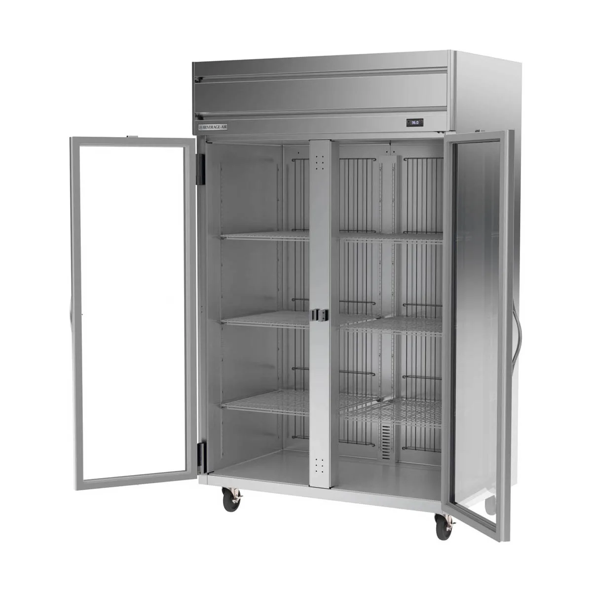 Beverage Air HRPS2HC-1G 52" 2-Section Reach-In Refrigerator w/ 2 Glass Doors, Top Mounted, 1/3 hp, 47 cu. ft.