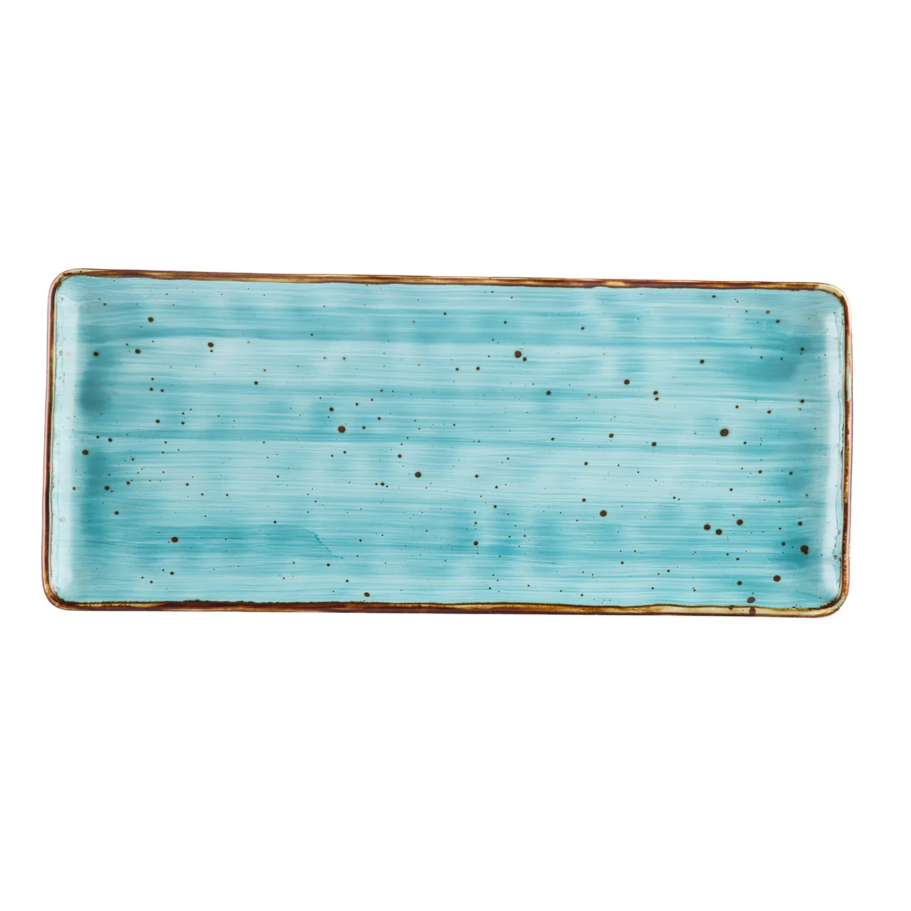 CACChina TUS-RT61-TQS Tucson Platter, 16"L x 6-3/4"W x 5/8"H Rect Turquoise Porcelain Edge - Dozen