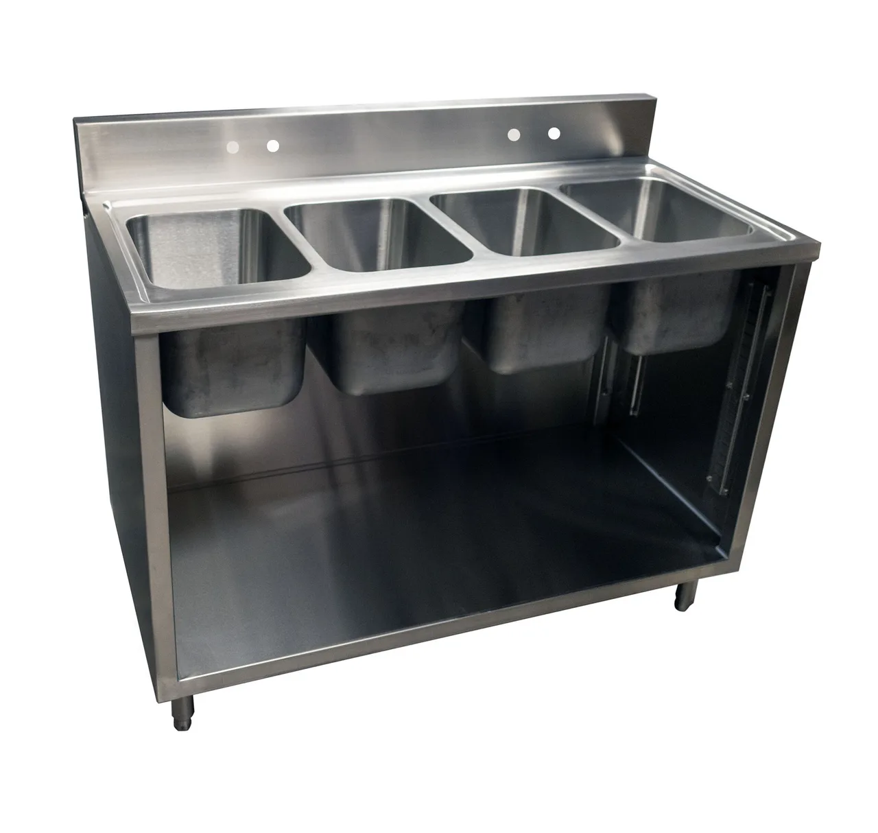 BK Resources CSTR5-4-1014 48" (4) Compartment Sink Cabinet, 10"W x 14"L Bowl Without Drainboard