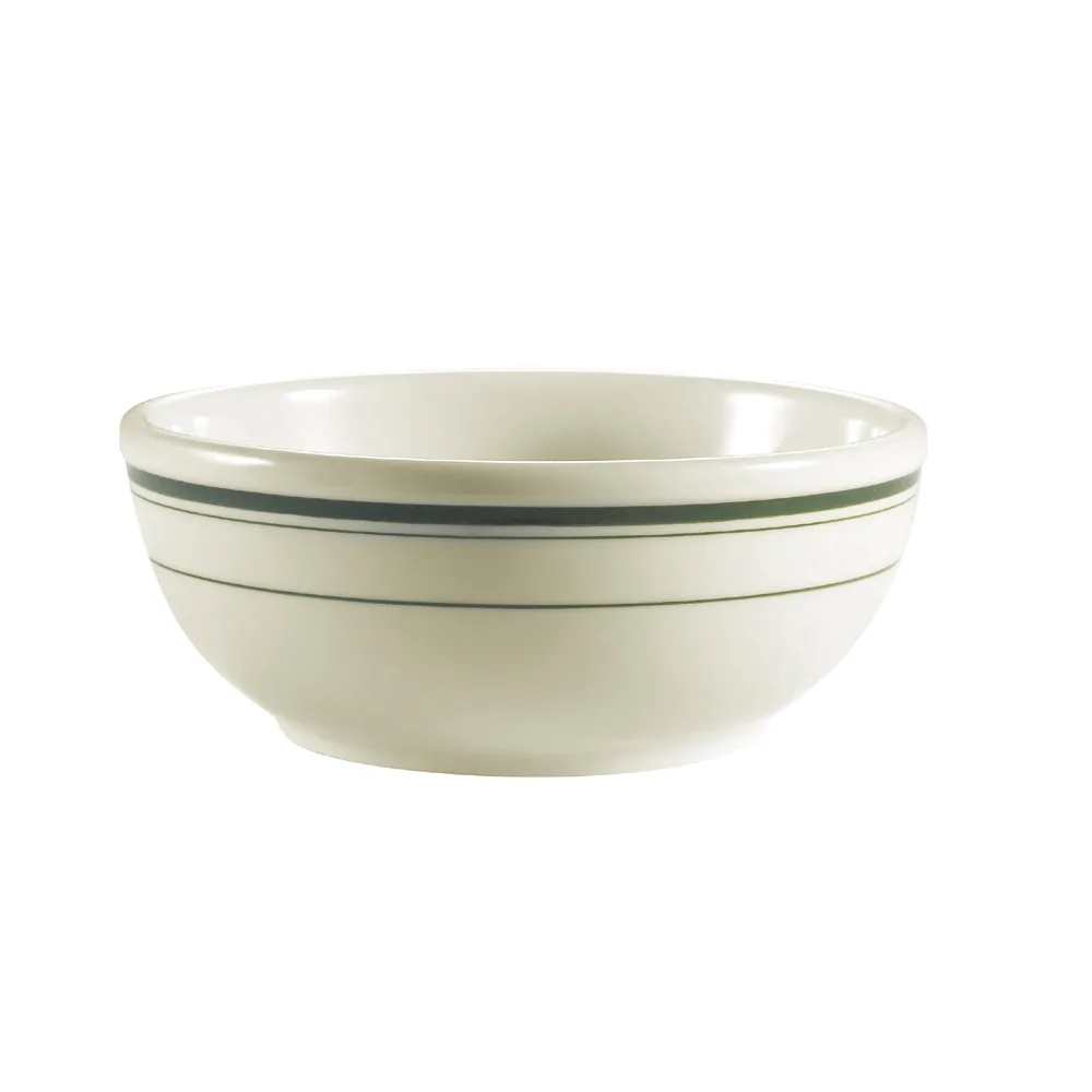 CAC China GS-24 Greenbrier Nappie Bowl 10oz, 5-1/4" Dia, Ceramic Band/White - Dozen