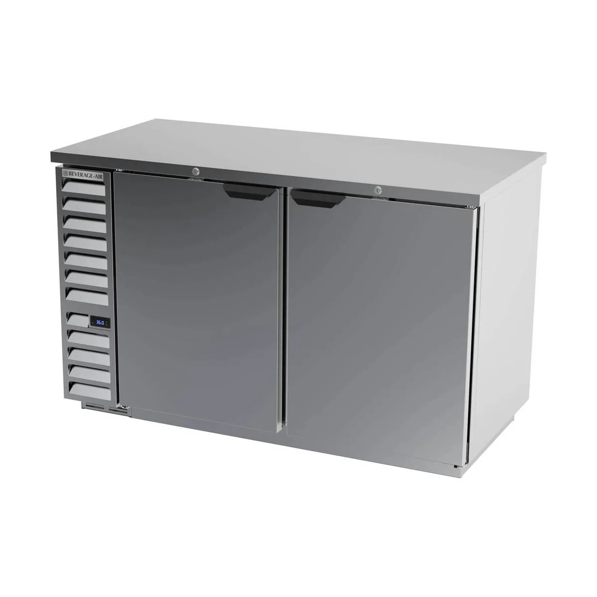 Beverage Air BB58HC-1-S 59" 2 Section Black Back Bar Cooler with Solid Door