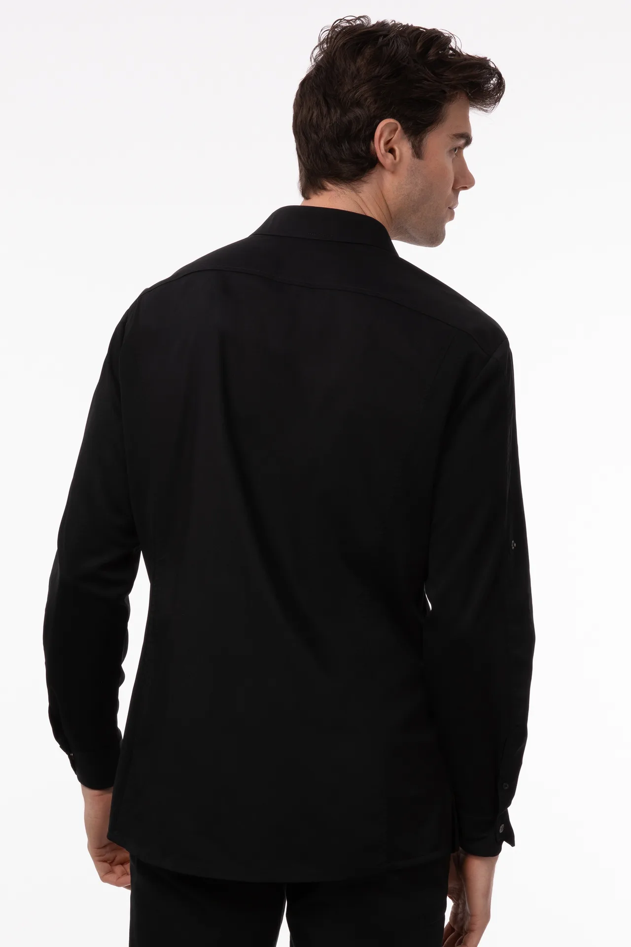 Chef Works SES02-BLK-M Men's Seville Cook Shirt, Medium, Black, Poly/Cotton