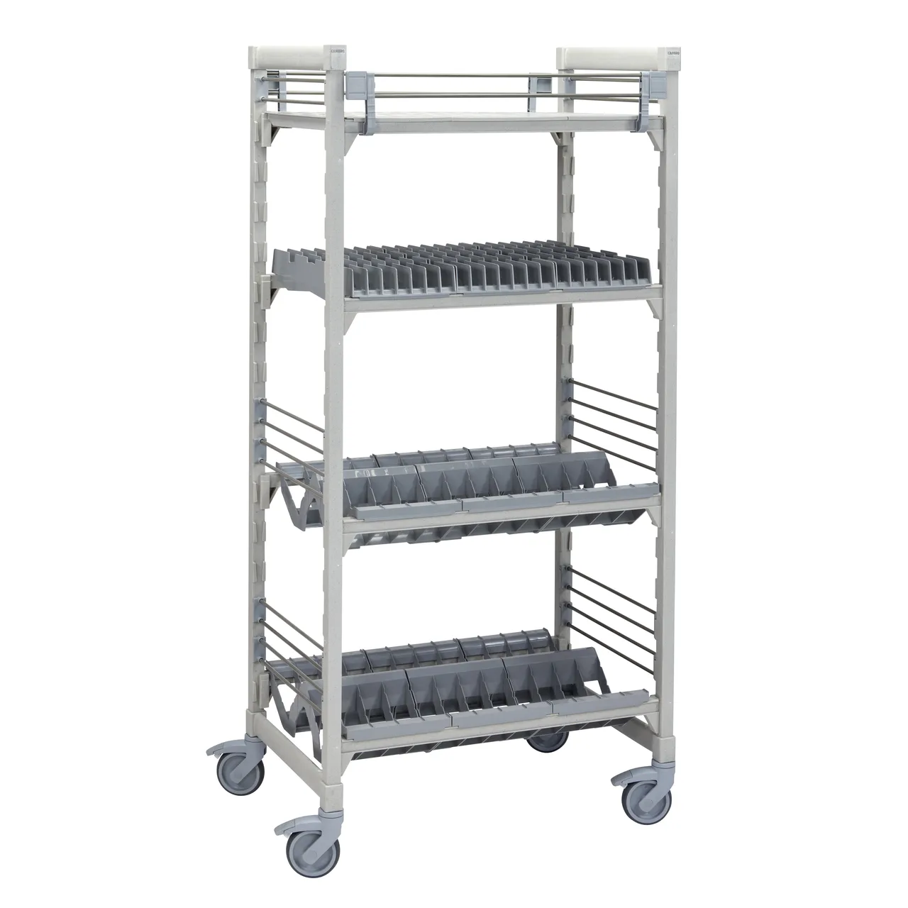 Cambro CPMU243675D2PKG 36" x 24" 75" Camshelving® Mobile Drying/Storage Rack w/ Plastic, 4 Tiers