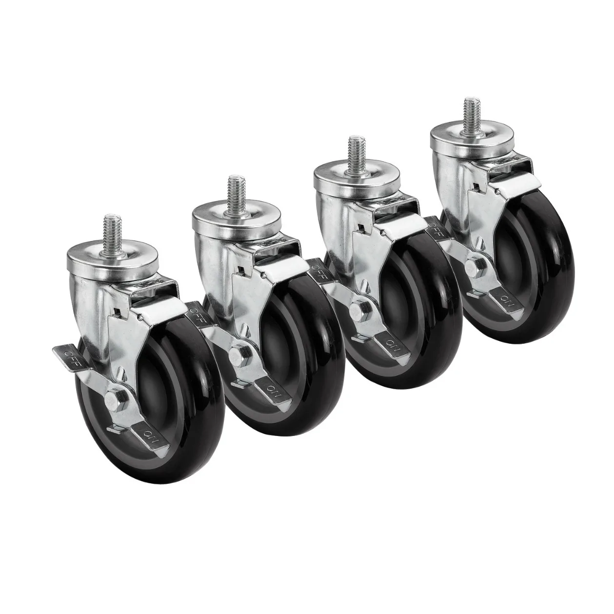 Krowne 28-146S Krowne Threaded Stem Caster, Swivel with Brake, 5" Diameter