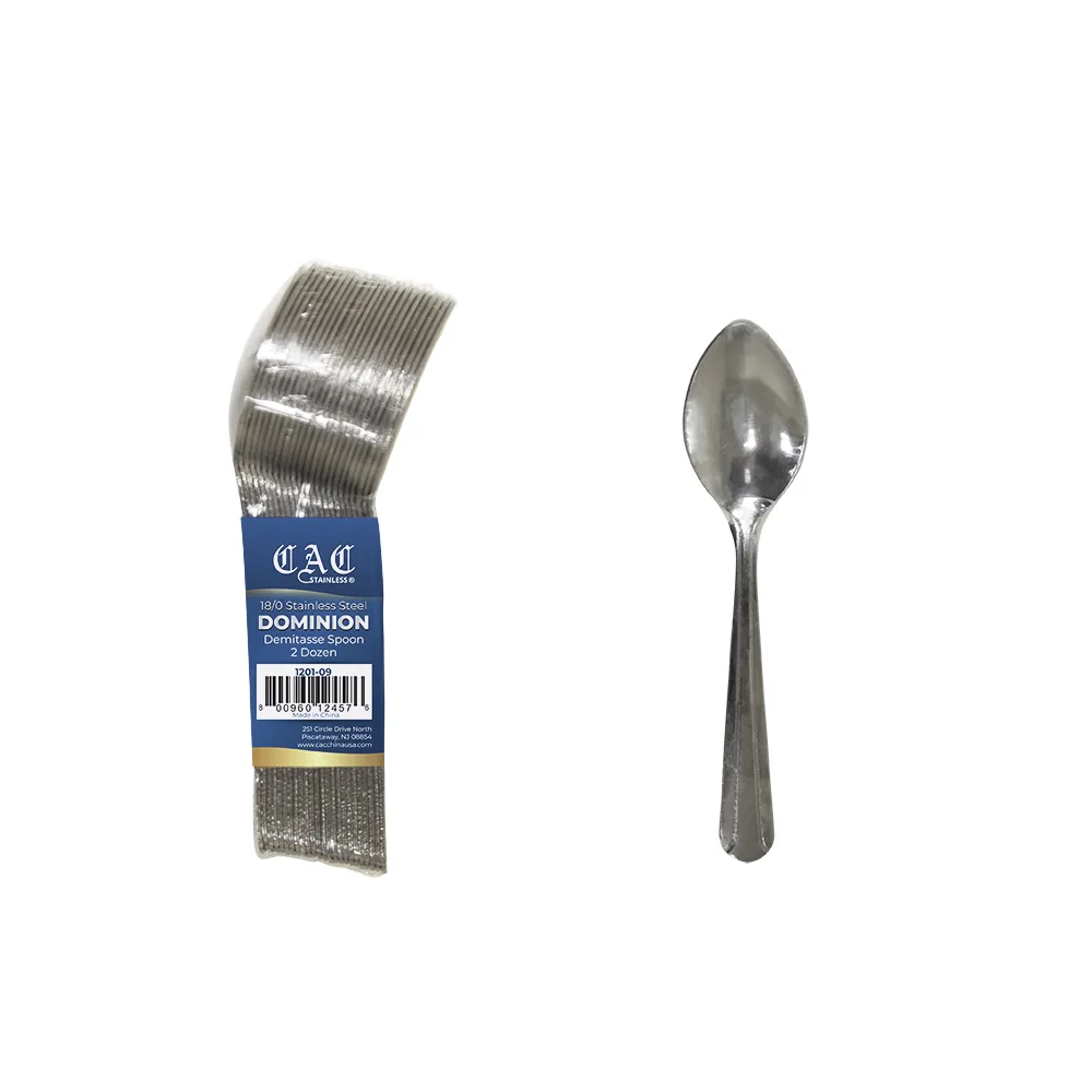 CAC China 1201-09 Dominion Demitasse Spoon, 4-5/8" Length, 18/0 Stainless Steel - 1/Pack