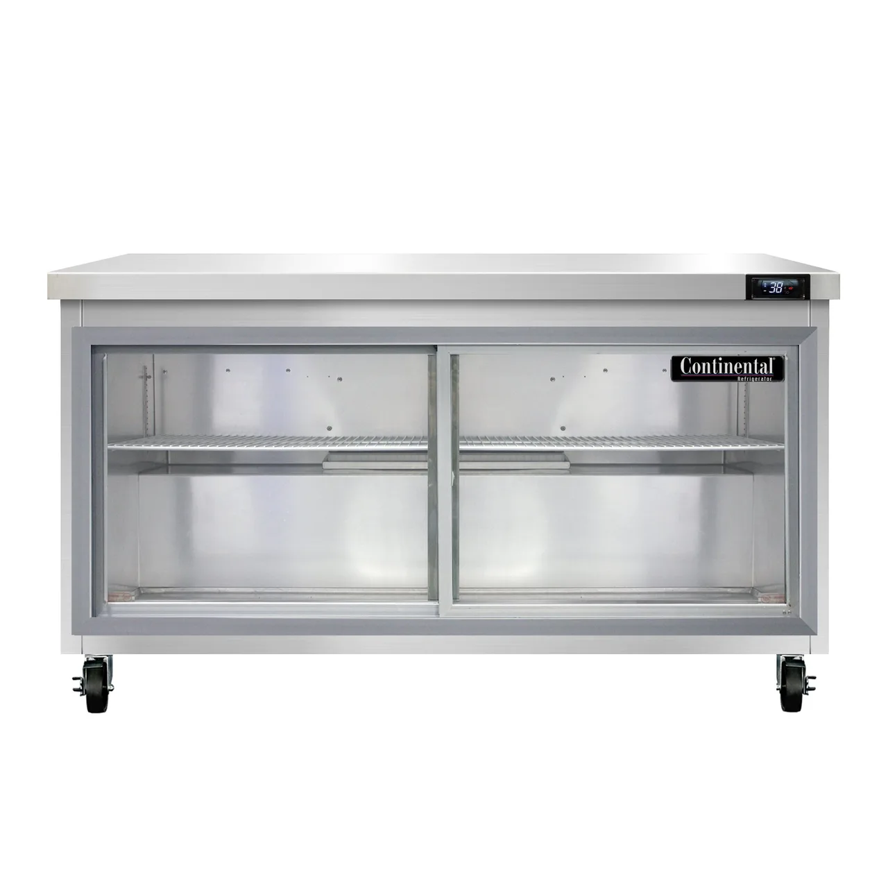 Continental Refrigerator SW60NSGD 60" Worktop Refrigerator w/ 2 Sliding Glass Doors, 17 cu. ft.