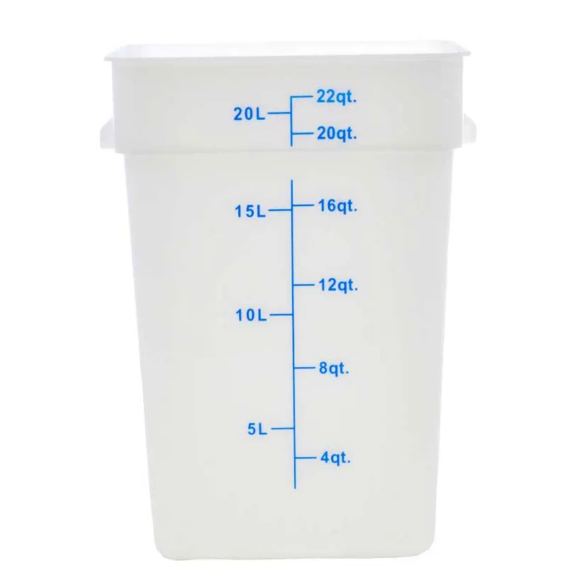 Omcan USA 80196 22 Qt Square White Polypropylene Container, 19‑24 Qt, No Lid, NSF Approved