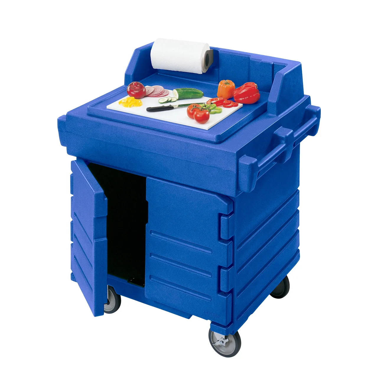 Cambro KWS40186 Mobile Modular CamKiosk® Counter/Work Station, Navy Blue, Enclosed Base w/ Storage