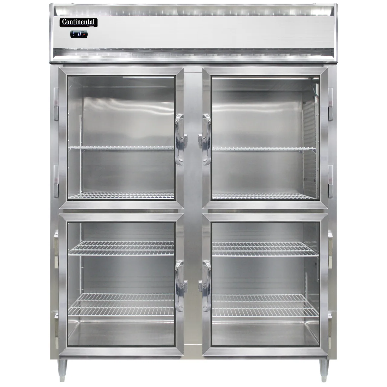 Continental Refrigerator D2FENGDHD 57" 4-Half Glass Door 2-Section Reach-In Freezer, Top Mounted, 52 cu. ft.