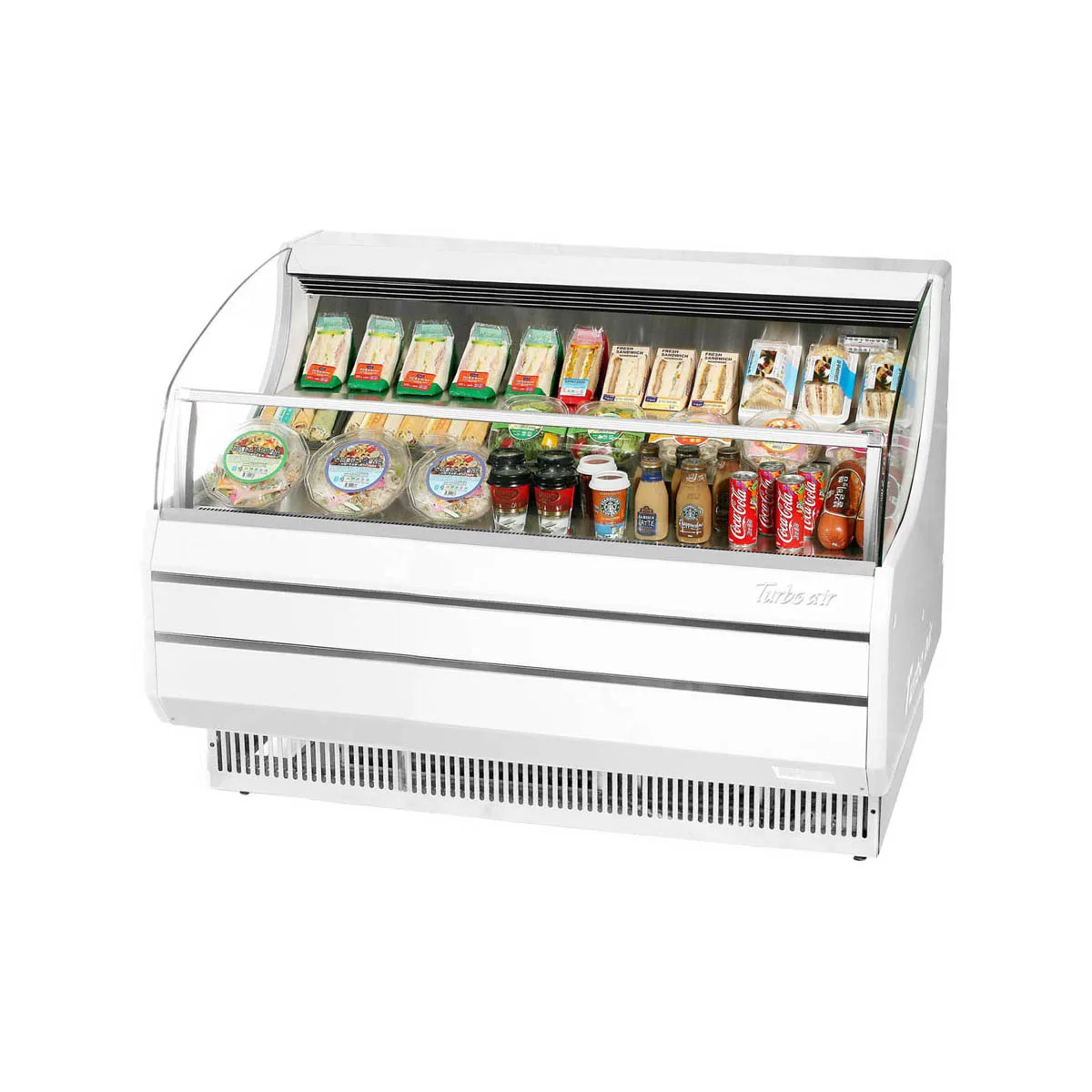 Turbo Air TOM-60SW-N 63" Horizontal Open Air Merchandiser in White, Self-Contained, 3 Shelf