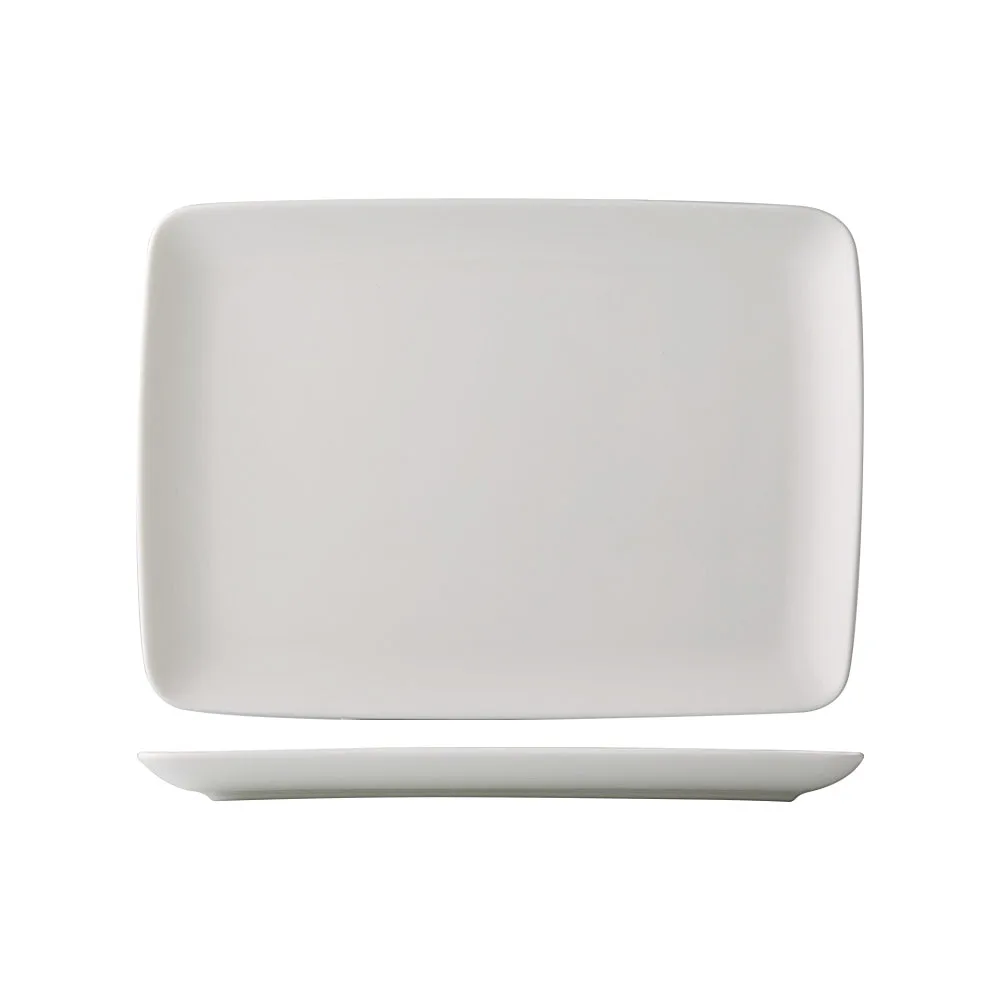CAC China ARA-RT8 8"L x 5-3/4"W x 5/8"H Porcelain Platter, Dishwasher/Oven/Microwave Safe - Dozen