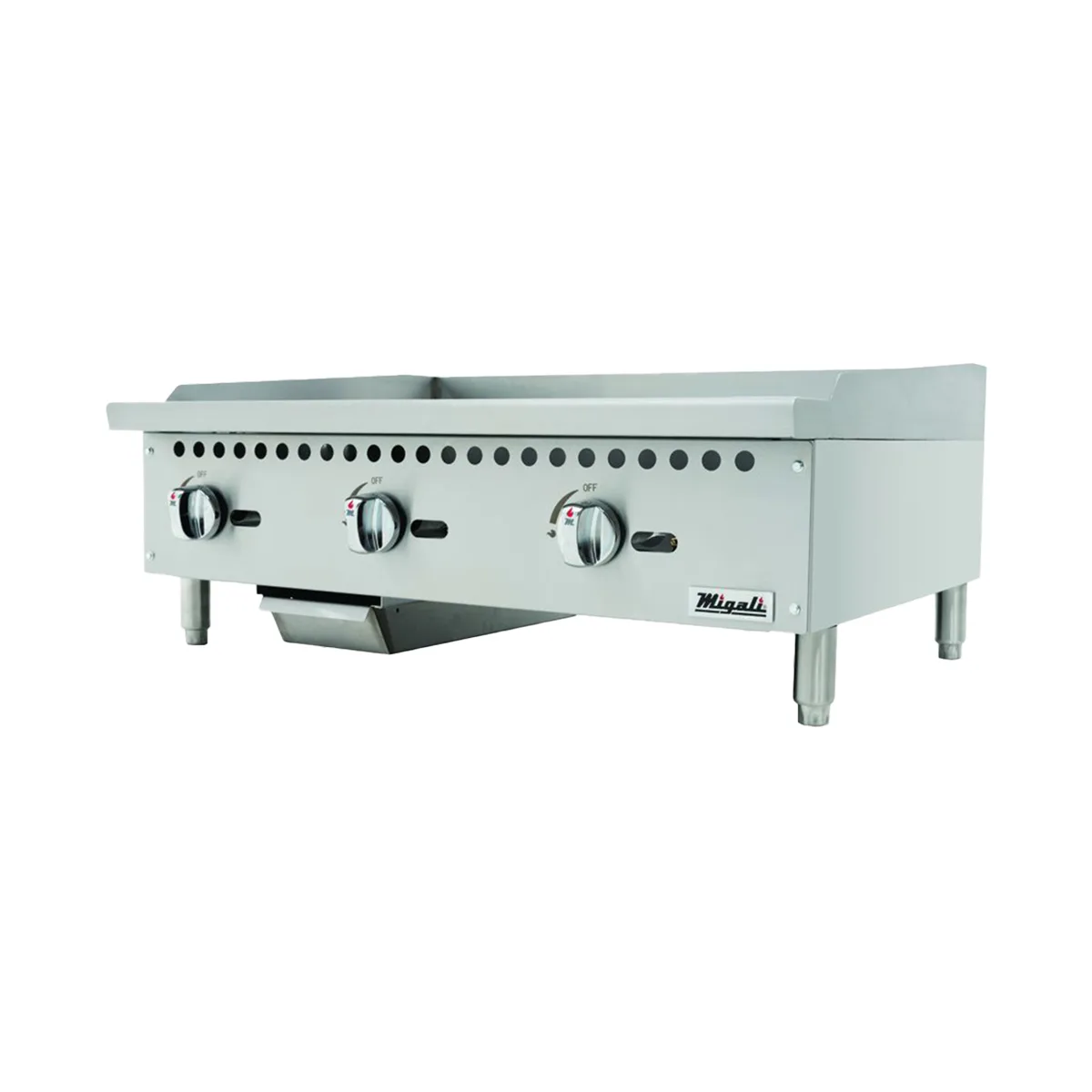 Migali C-G36 36" Countertop Manual Gas Griddle, 3/4" Smooth Steel Plate, 90.000 BTU