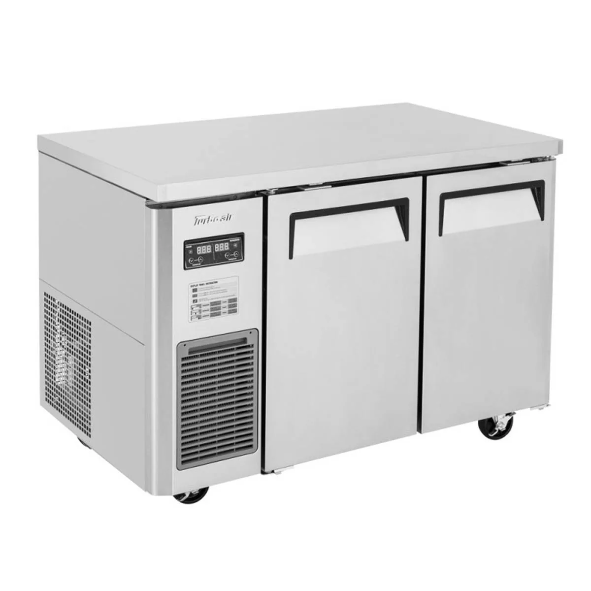 Turbo Air JURF-48-N 47" 2-Door Undercounter Refrigerator Freezer, Front Breathing, R 4.48 - F 4.96 cu. ft. - Dual Temp