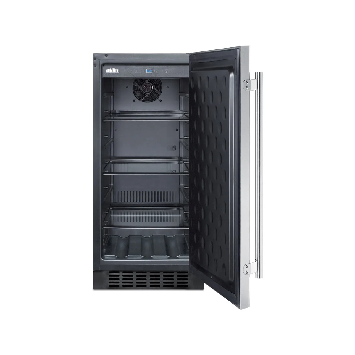 Summit SPR316OS 15" Built-in Stainless Steel Door Outdoor Refrigerator in Black, 3 cu.ft