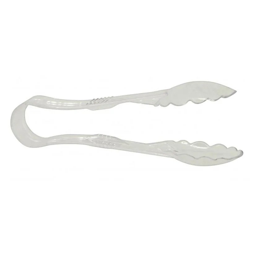Omcan USA 80150 Plastic Serving Tongs, 6" Scallop Grip, Clear Polycarbonate, 3-6" Size
