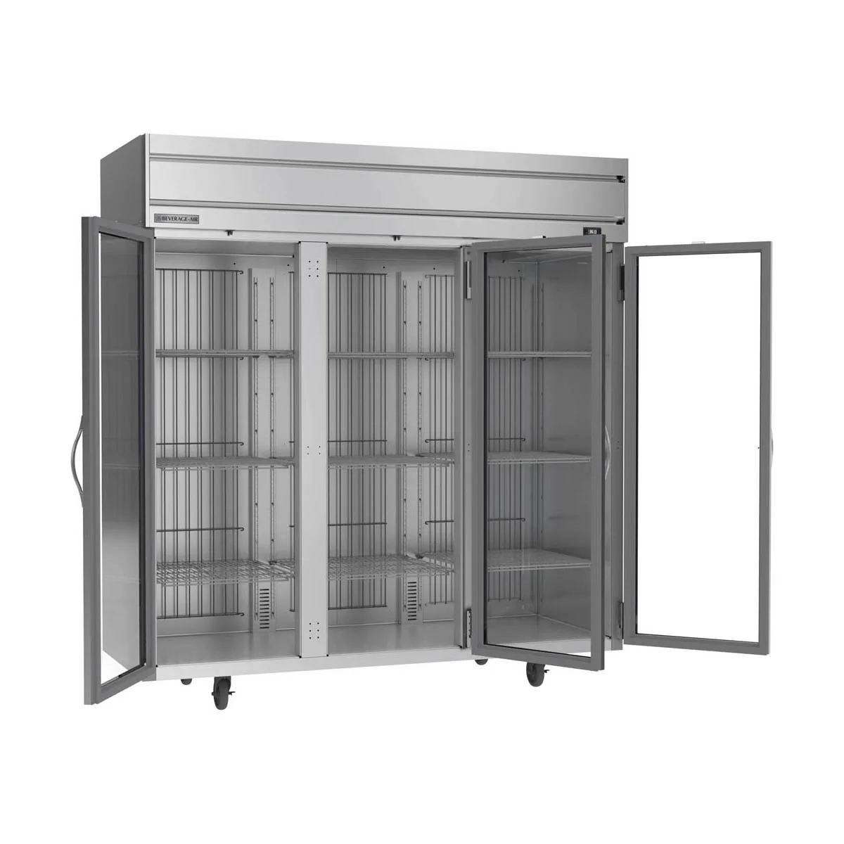 Beverage Air HRS3HC-1G 3-Section Reach-In Refrigerator w/ 3 Glass Full Doors, Top Mounted, 1/3 hp, 71.5 cu. ft.