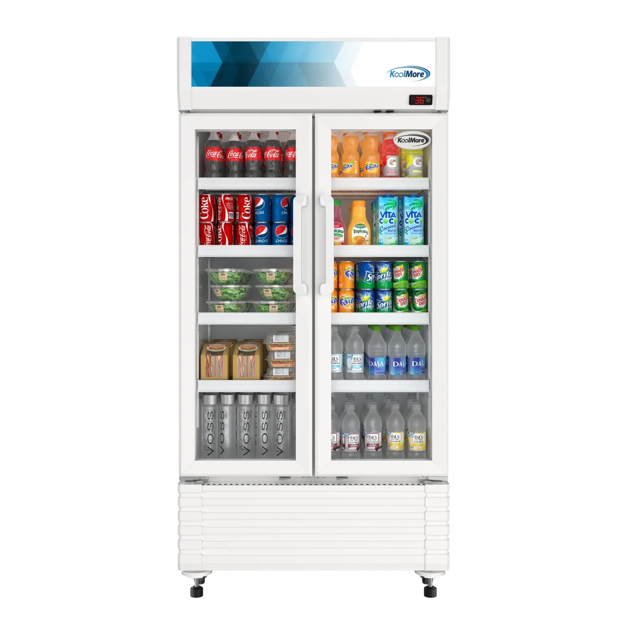 Koolmore KM-MDR-2GD-35 35" Merchandiser Refrigerator, 16.5 cu ft, 2‑Section, 0.25 HP Compressor
