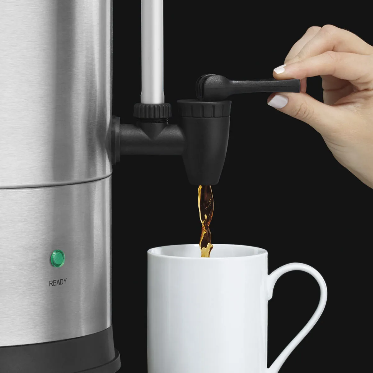 Waring WCU110X S.Steel Electric Coffee Urn, 110 Cup Capacity - Dual Heater System / 1.44kW - 120V