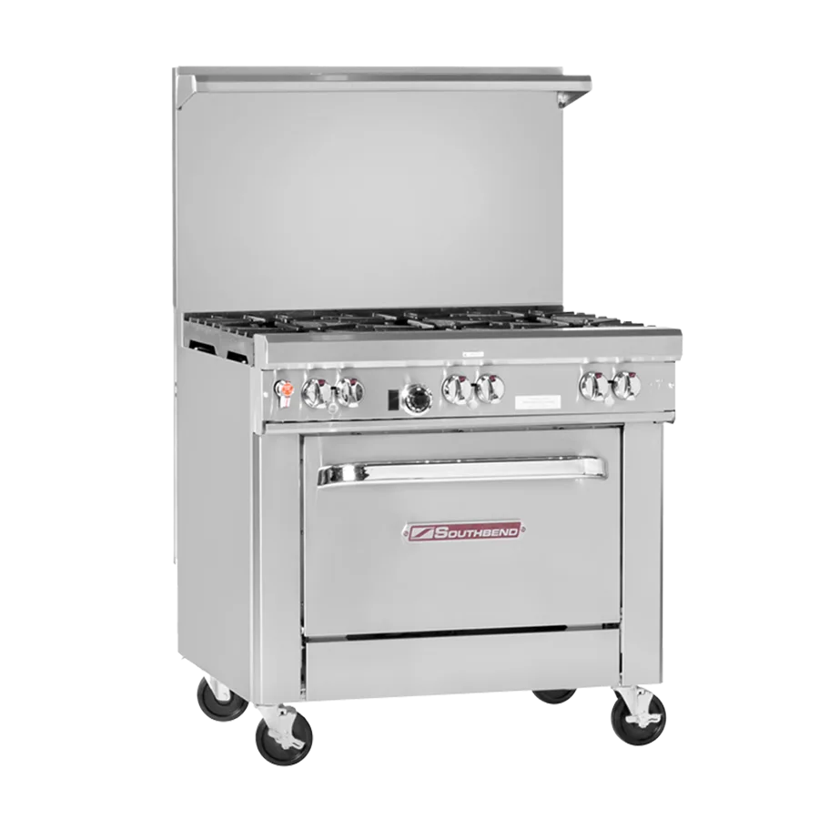 Southbend 4361C-1GR 36" Gas Restaurant Range w/ (4) Open Burners, 12" Griddle, (1) Cabinet Base, 150.000 BTU