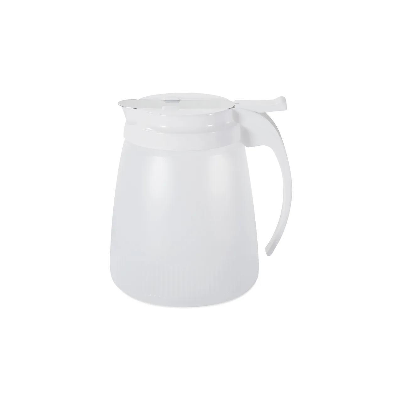CAC China SYDP-32 Syrup Dispenser, 32 oz White Thumb Cap, Stainless Steel Lever, Plastic Top and Jar