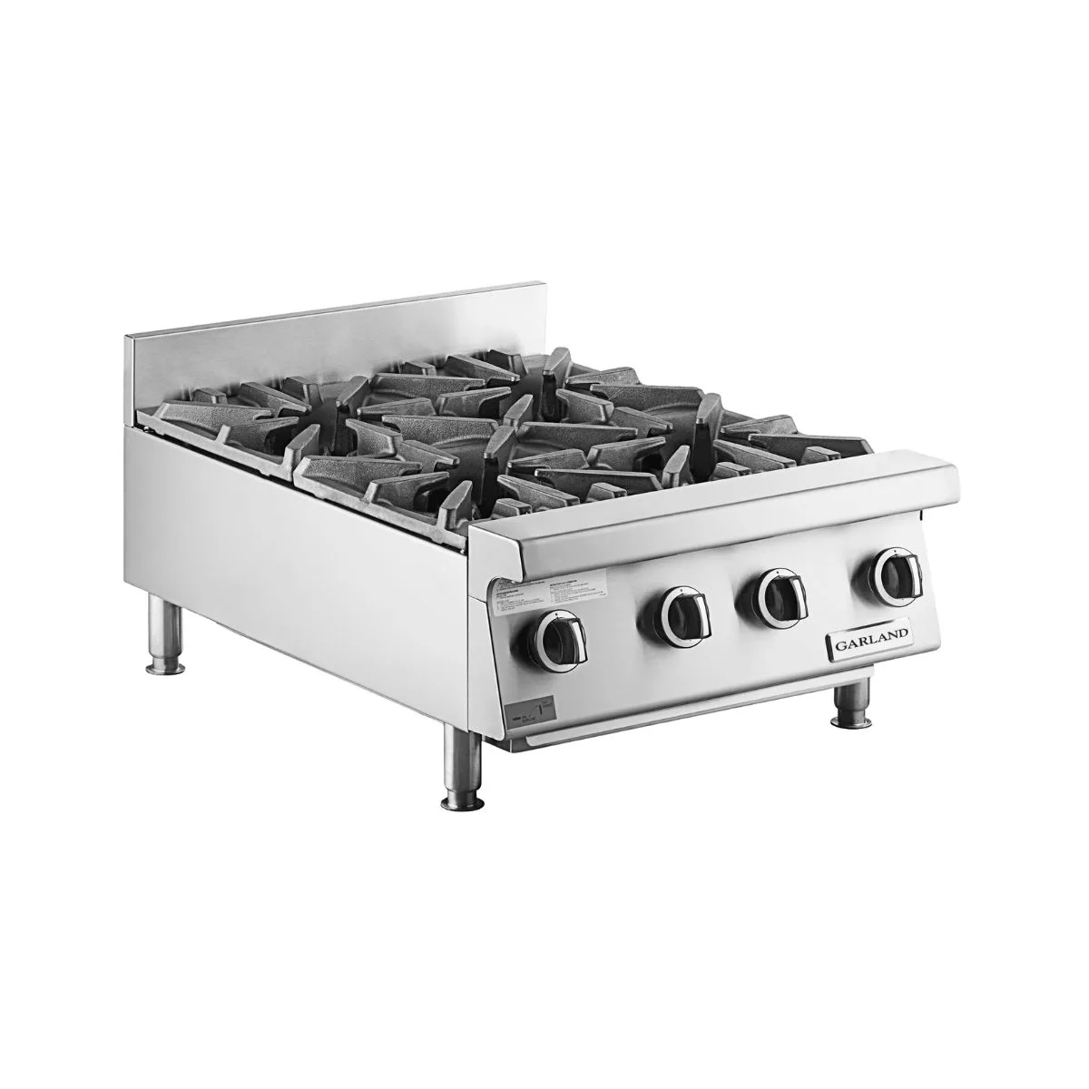 Garland US Range GTOG24-4 24" Countertop Heavy Duty Gas Hotplate with (4) Burners, 120.000 BTU