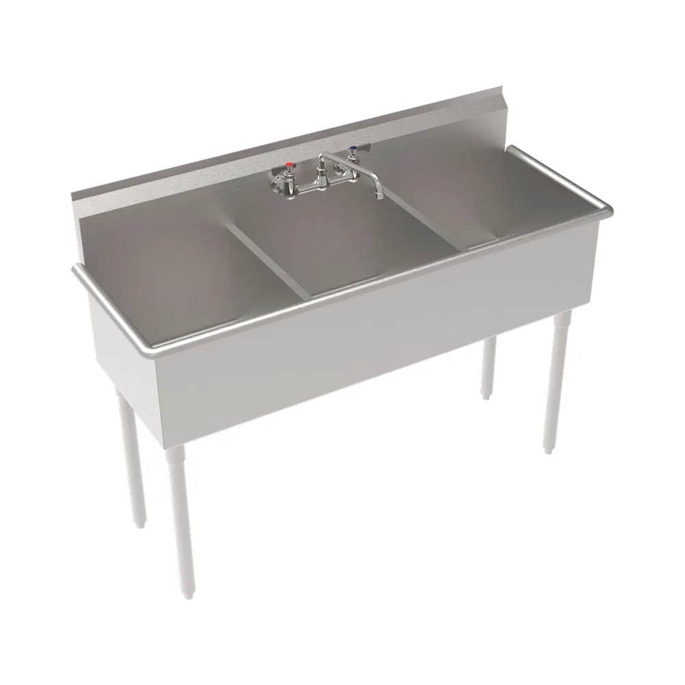 Krowne BS-1818-3 Three Compartment Sink, 57"W X 21-1/2"D X 43-3/4"H