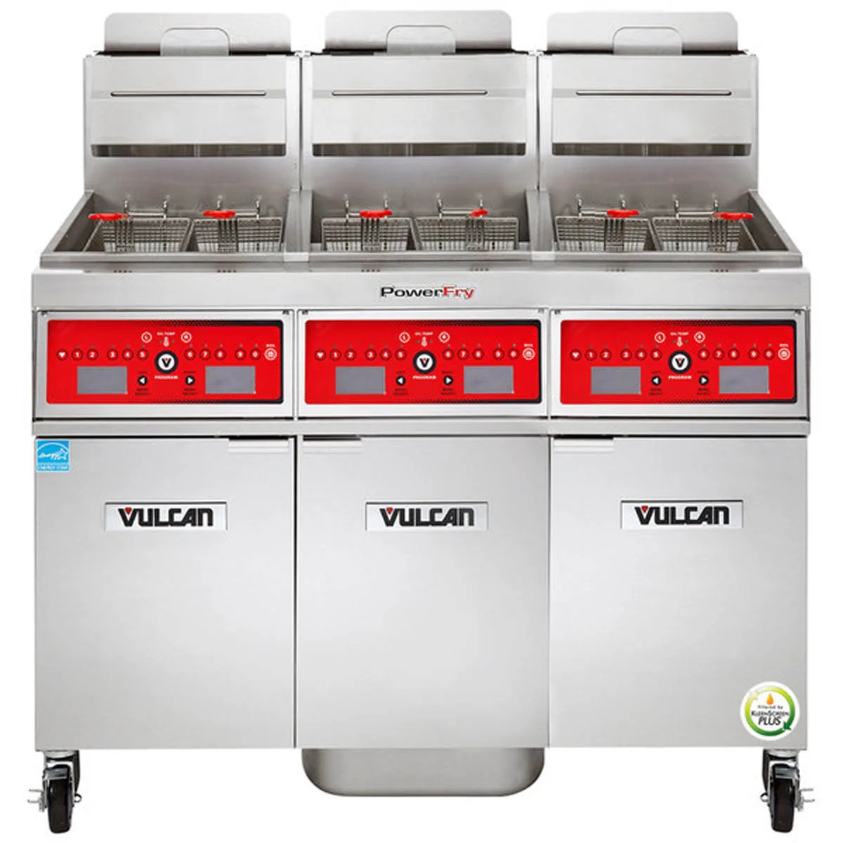 Vulcan 3VK65CF 63" Powerfry5™ Multiple Battery Gas Fryer w/ (3) 70 lbs, Frypots, Filtration System