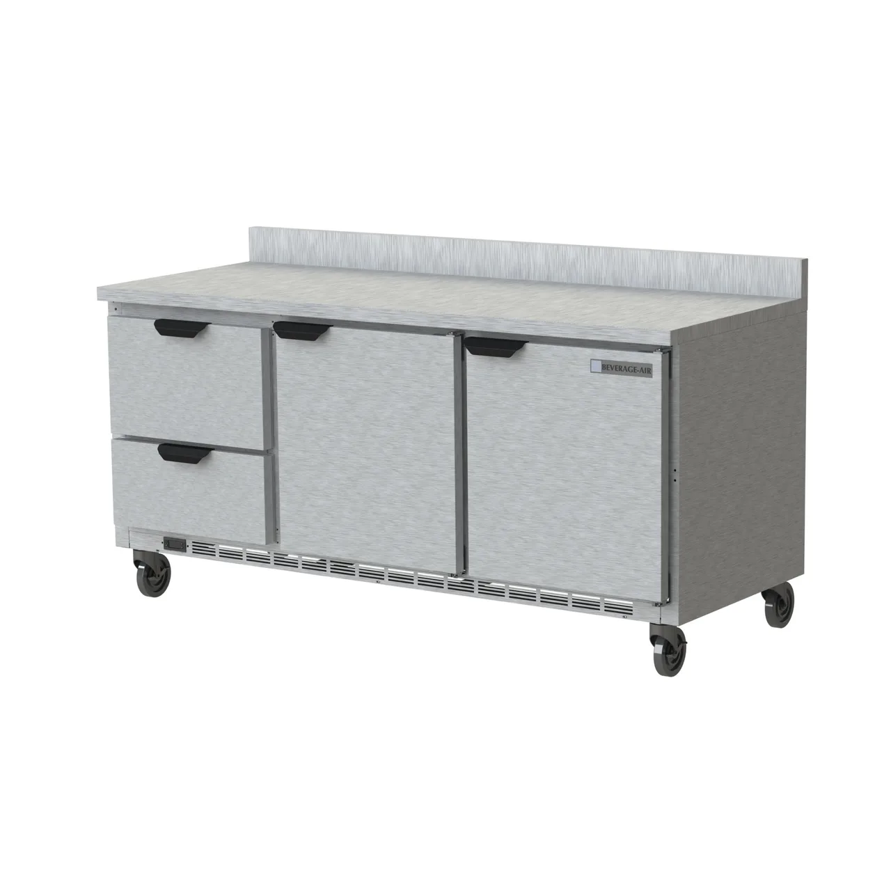 Beverage Air WTRD72AHC-2-FIP 72" 3-Section Worktop Refrigerator w/ 2 Drawers & 2 Doors, 18 cu. ft.
