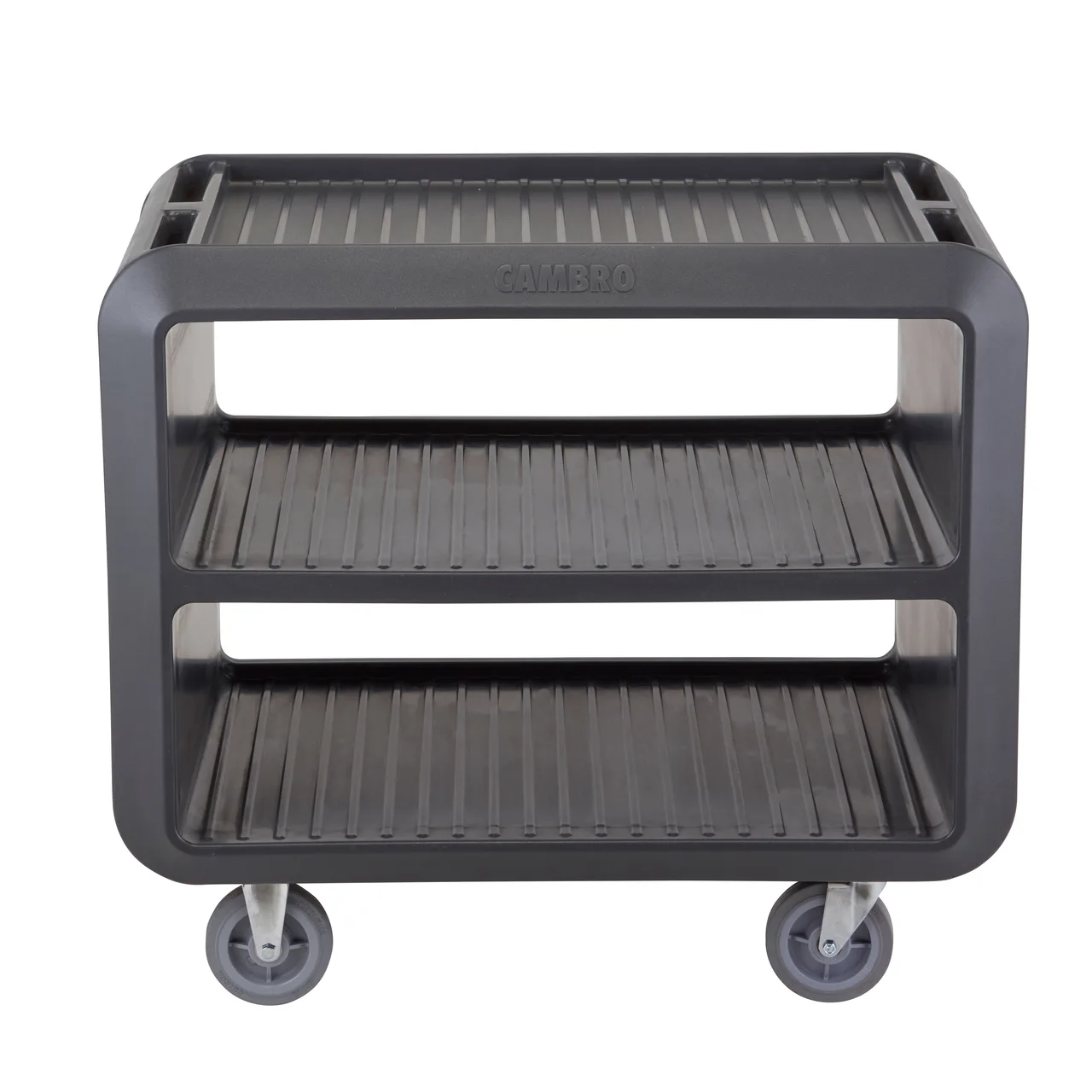Cambro SC337S615 Charcoal Gray Polyethylene Beverage / Service Cart Pro w/ 3 Shelves