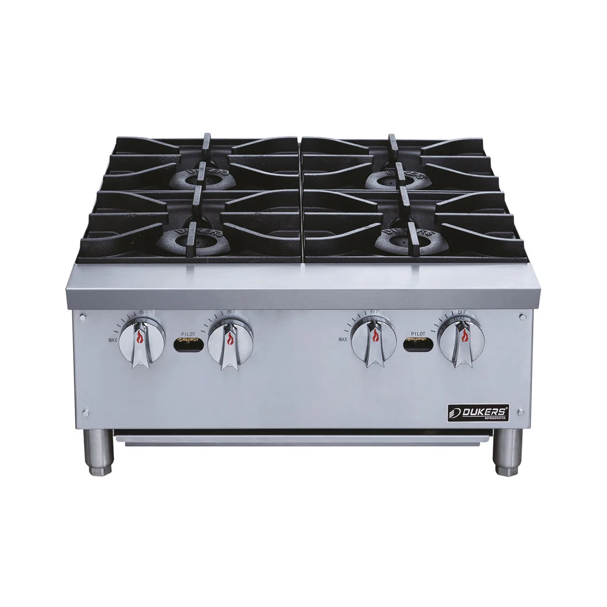 Dukers DCHPA24 24" Countertop Gas Hotplate with (4) Burners, Manual Controls, 112.000 BTU