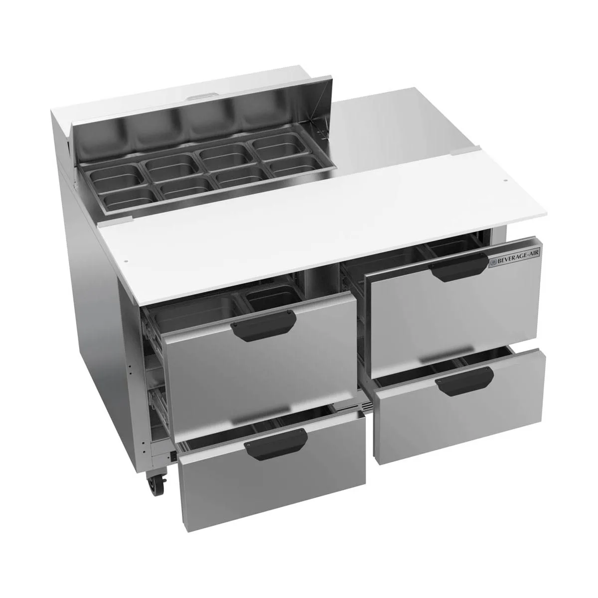 Beverage Air SPED48HC-08C-4 48" Two Section Sandwich/Salad Prep Table w/ 4 Drawers, 8 Pans