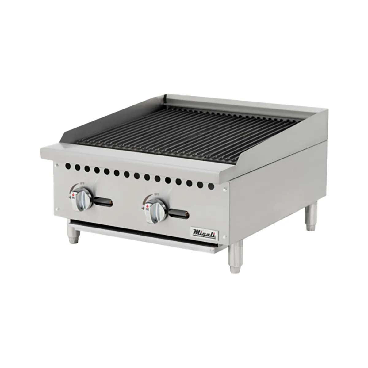 Migali C-RB24 24" Countertop Gas Radiant Charbroiler w/ (2) Burners, 70.000 BTU