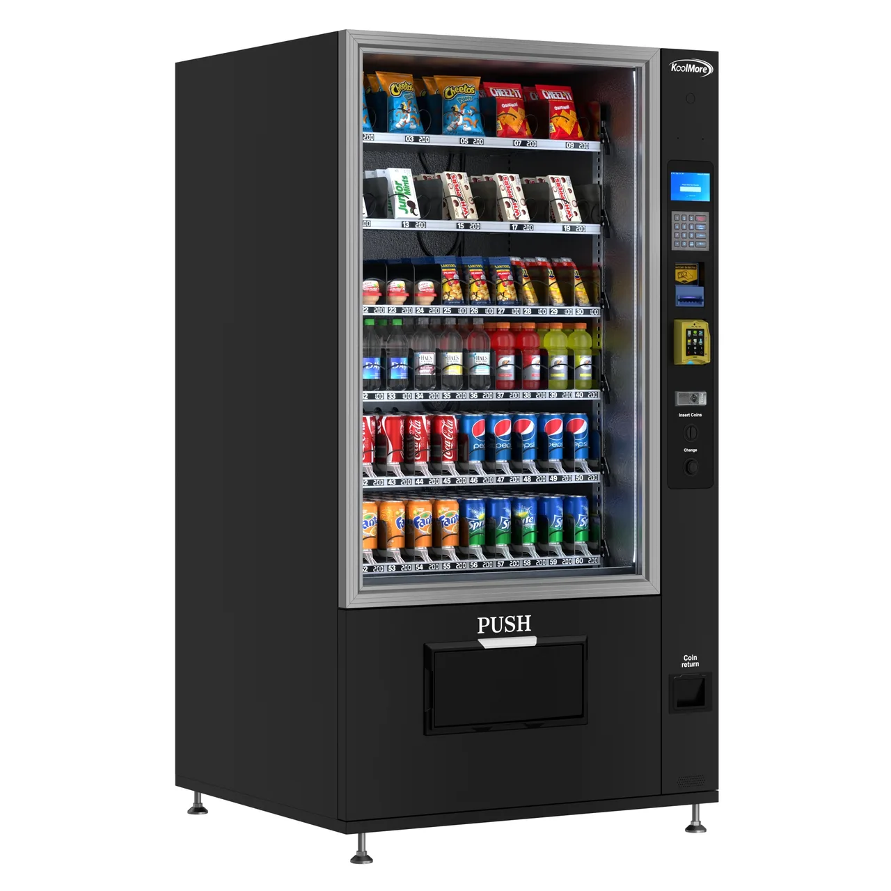 Koolmore KM-VMR-40-BR Refrigerated Snack and Drink Vending Machine w/ 60 Slots, Bill Acceptor and Credit Card Reader