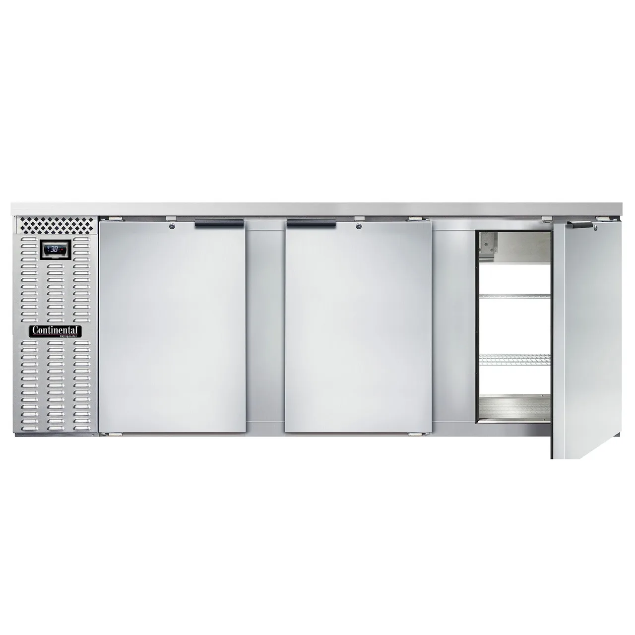 Continental Refrigerator BB90NSSPT Pass-Thru Back Bar Cooler w/ 35 Cu Ft, 6 Solid Doors, 90"