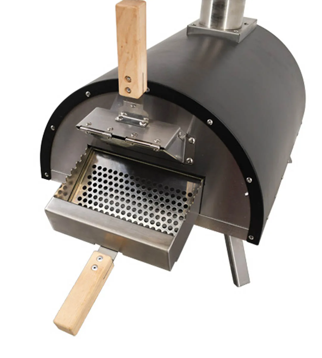Omcan USA 44432 Wood / Coal / Gas Fired Pizza Oven w/ Black Cover, Steel Construction