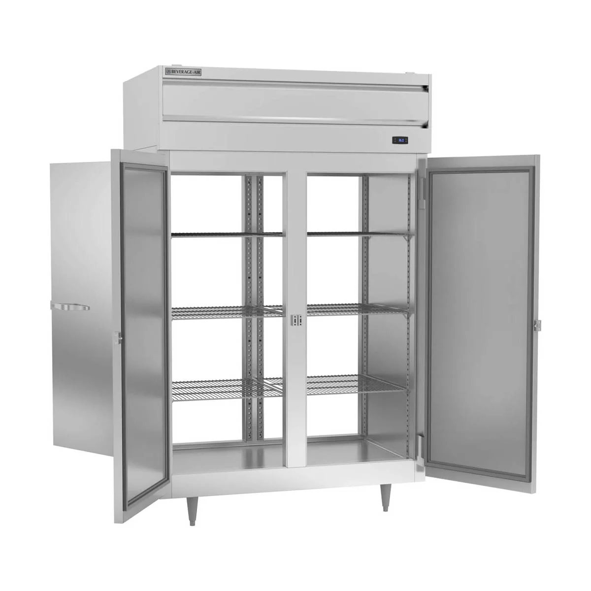 Beverage Air PRD2HC-1AS 52" 2-Section Pass-Thru Refrigerator w/ 4 Solid Full Doors, Top Mounted, 48.3 cu. ft.