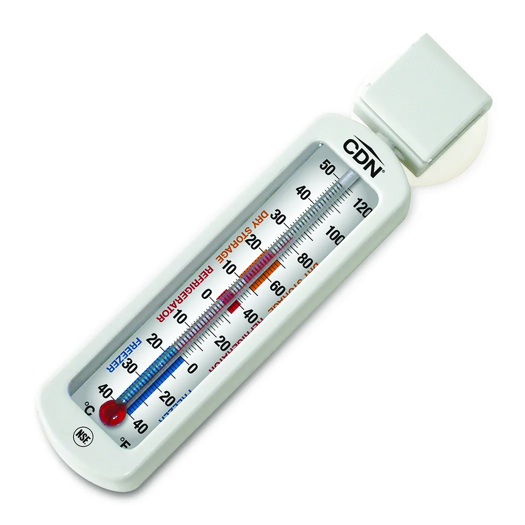 CDN EFG120 Refrigerator/Freezer Thermometer, -40 To +120°F, 1/2"W x 2-1/4"H, ABS Plastic, NSF