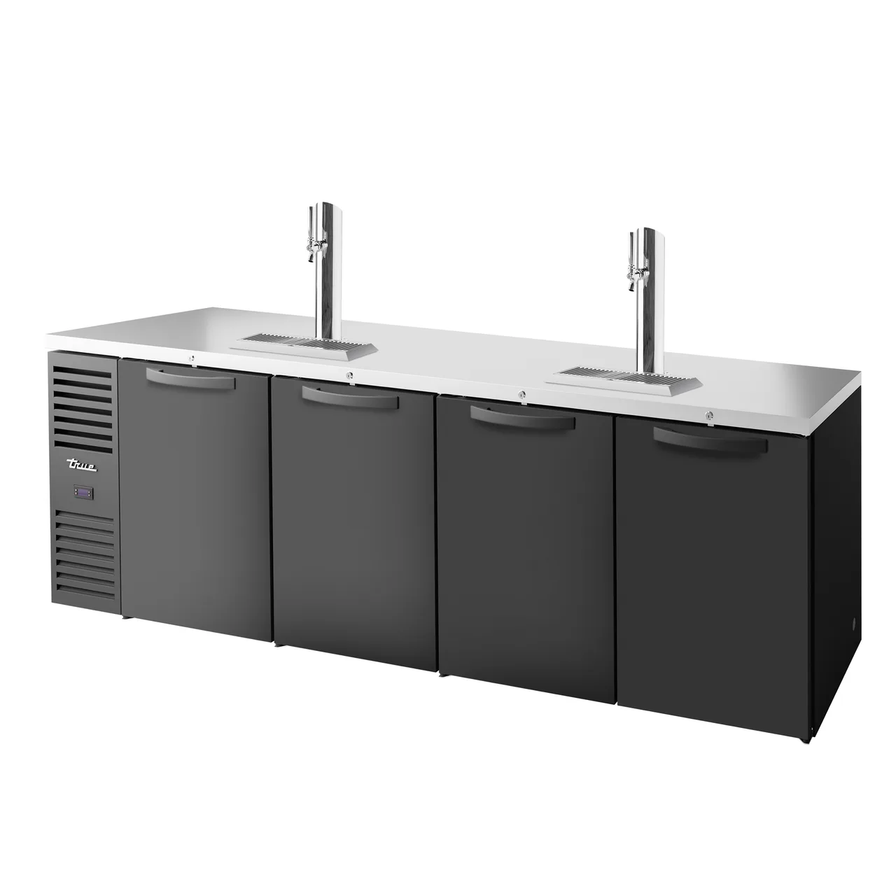 True TDR108-RI 108" Four Section Black Draft Beer Cooler, 4 Kegs Capacity, 115 Volts