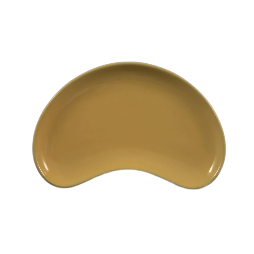 CAC China CRS-8-Y Crescent Plate, 8-3/4" x 5" x 3/4", Yellow Ceramic, Dishwasher/Oven Safe - Dozen