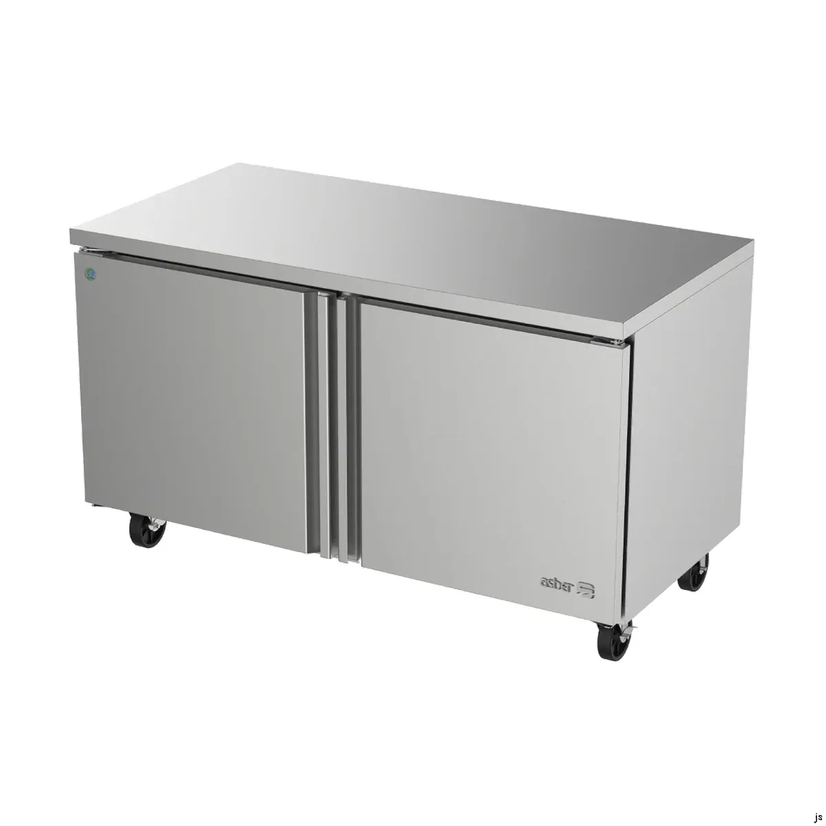Asber AUTR 60 P 60" 2-Door Undercounter Refrigerator, Stainless Steel, Front Breathing