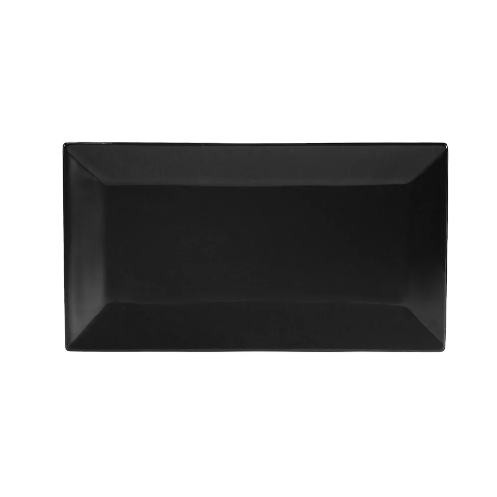 CAC China KC-51-BLK Platter, 14-1/2" L x 8-1/4" W x 1-1/4" H, Black Ceramic, Safe - Dozen